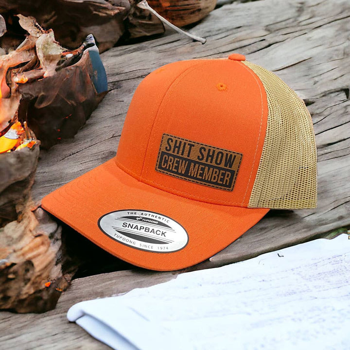Shit Show Crew Member | Leather Patch Hat: Camo / Black