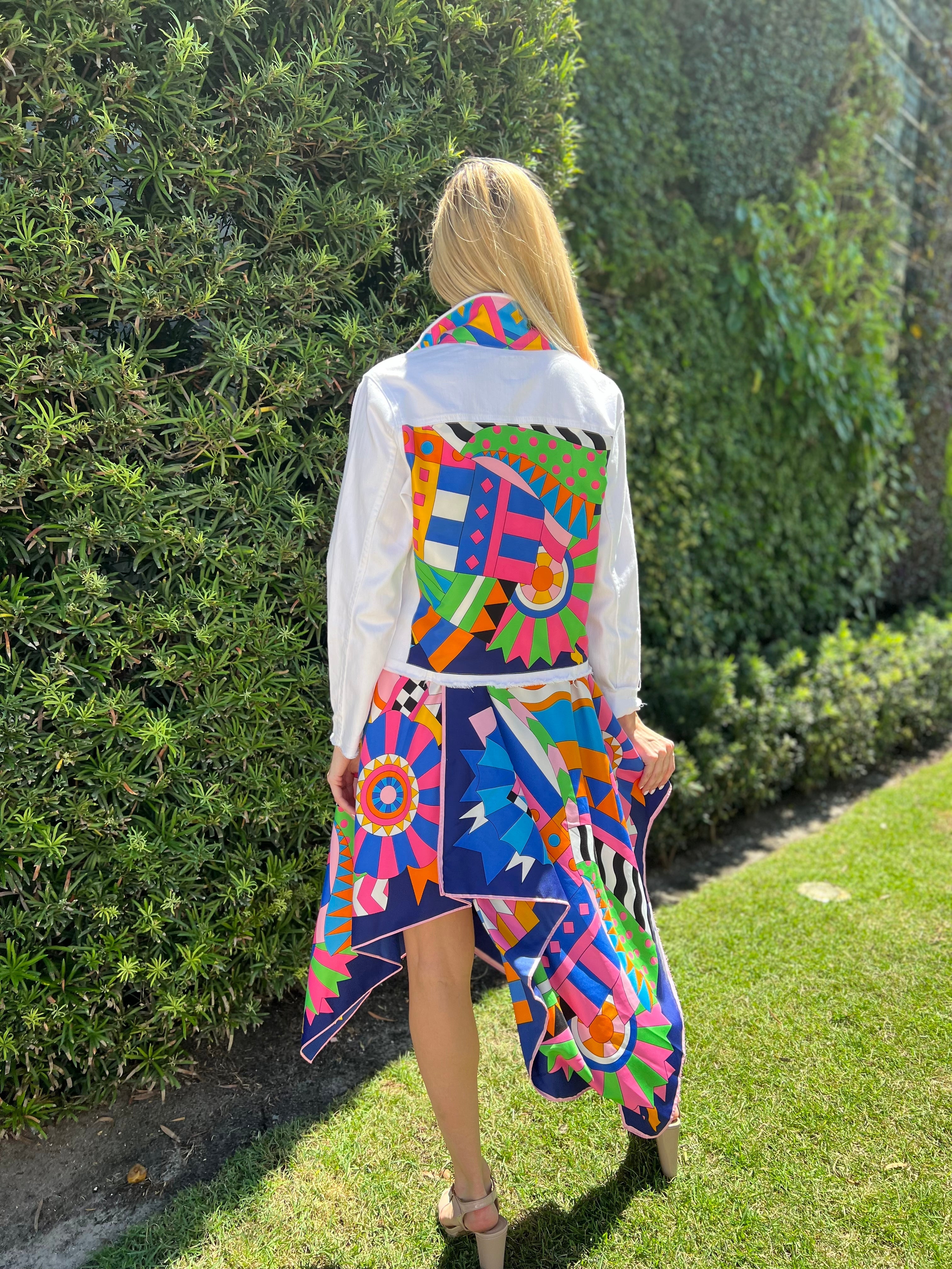 The White Denim Jacket / Blue Pucci