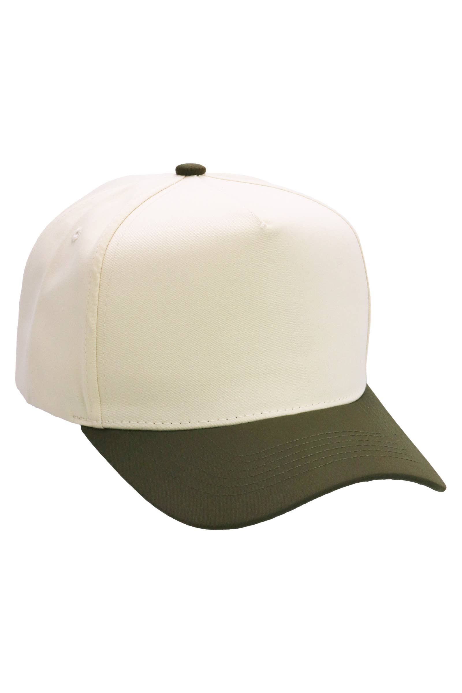 Two Tone Beige Upper Five Panel Baseball Cap: Beige/Black / One Size