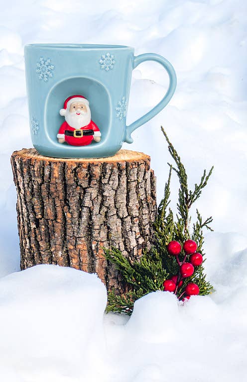 Snowflake Mug with Holiday Characters: Santa