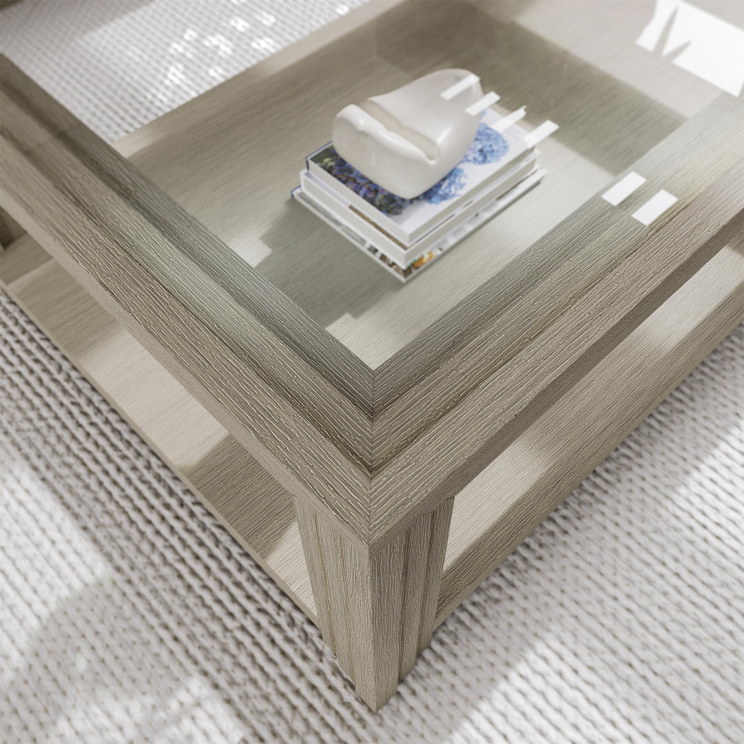 Wilde - Rectangular Glass Top Coffee Table - Light Brown