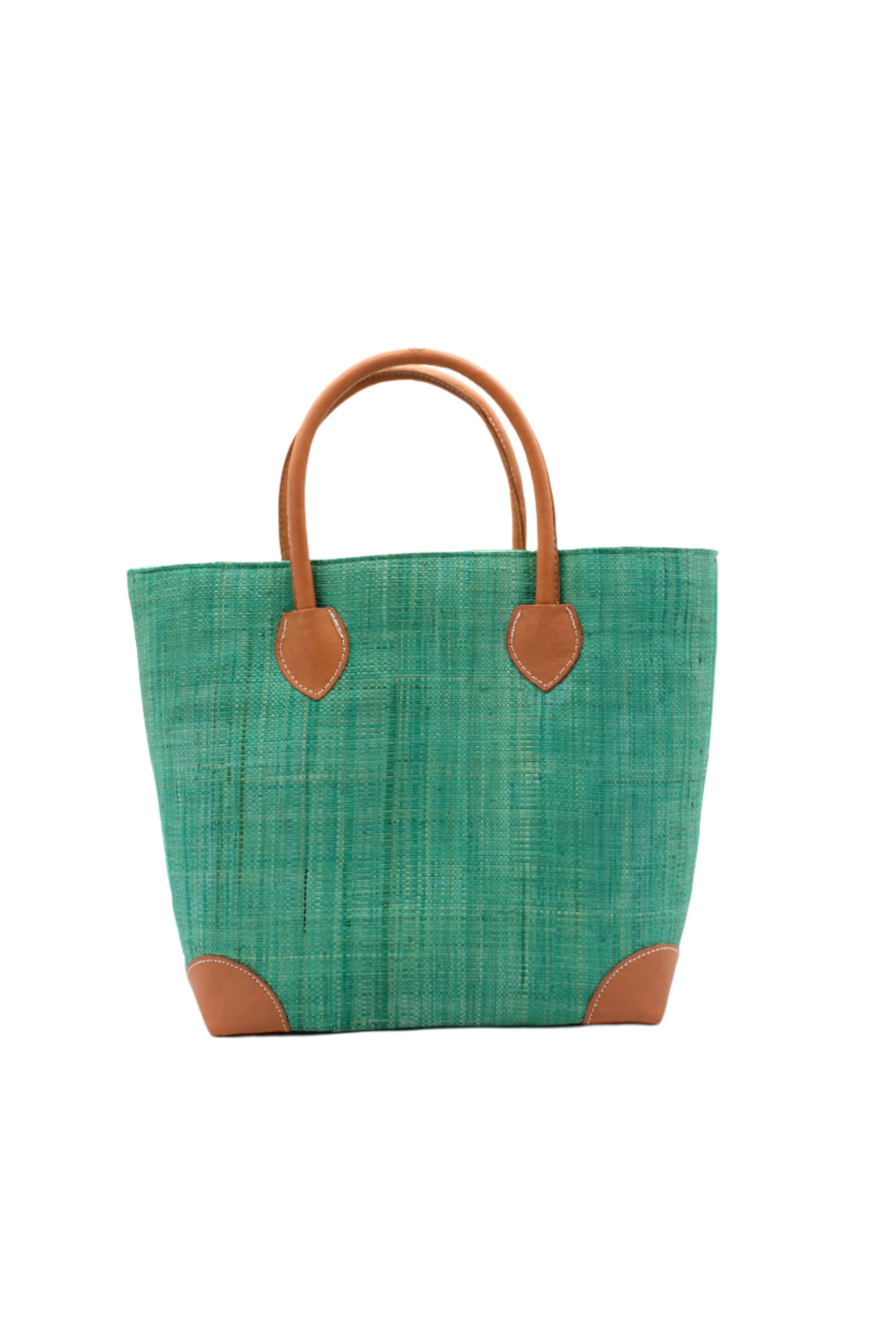 Augustine Straw Basket Bag - Three Sizes: Denim / Large