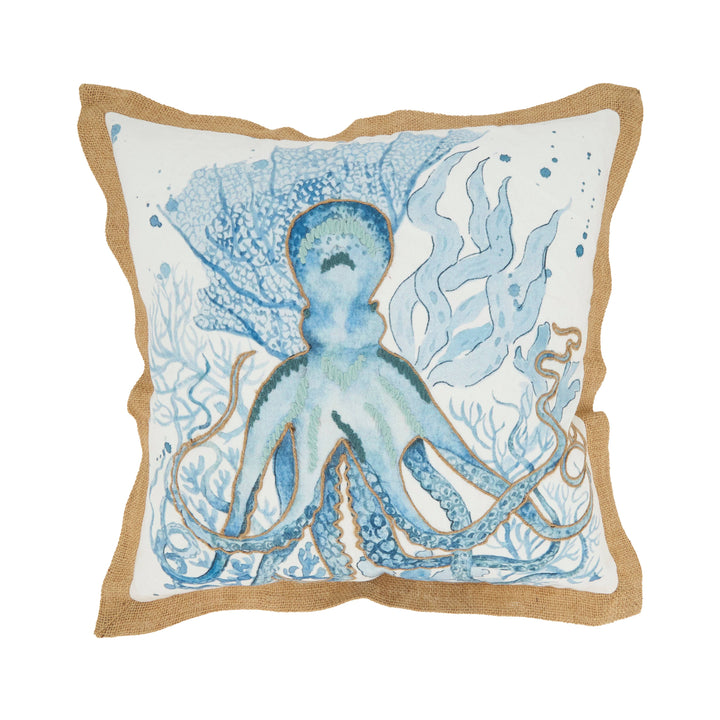 Whimsical Outdoor Octopus Pillow: Navy Blue / Poly Filled / 18"