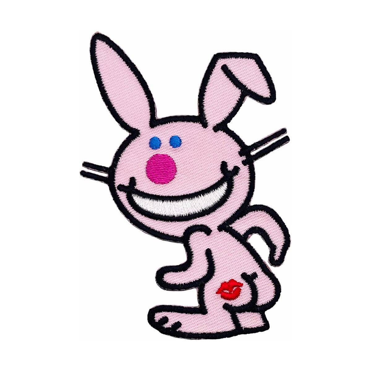 Patch - Happy Bunny Kiss My Butt 1990s Quirky Humor Cartoon