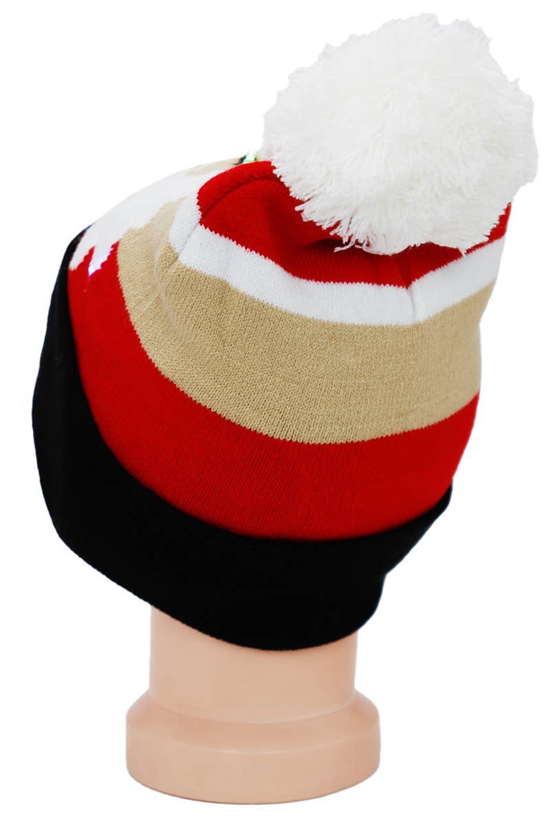 Big Kids Christmas Led Light-up Single Pom Beanie: ASSORTED / ONE SIZE