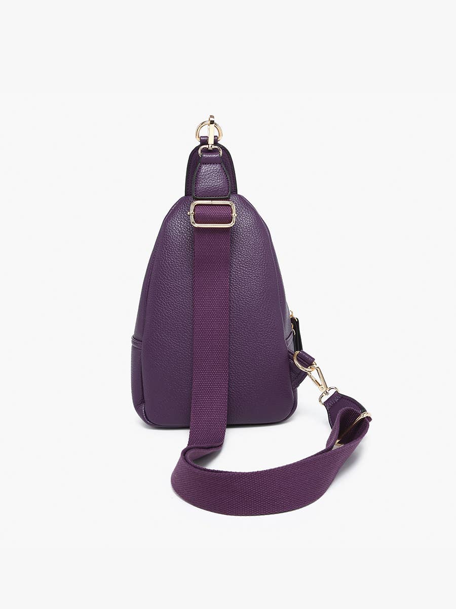 M2532 Sophia Sling Bag w/ Flapover Pocket: Dark Purple