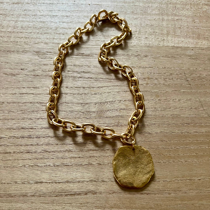 Hype Train gold medallion chain necklace