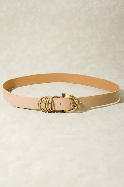 LEATHER ROUNDED BUCKLE BELTS | 40BT603: BLACK
