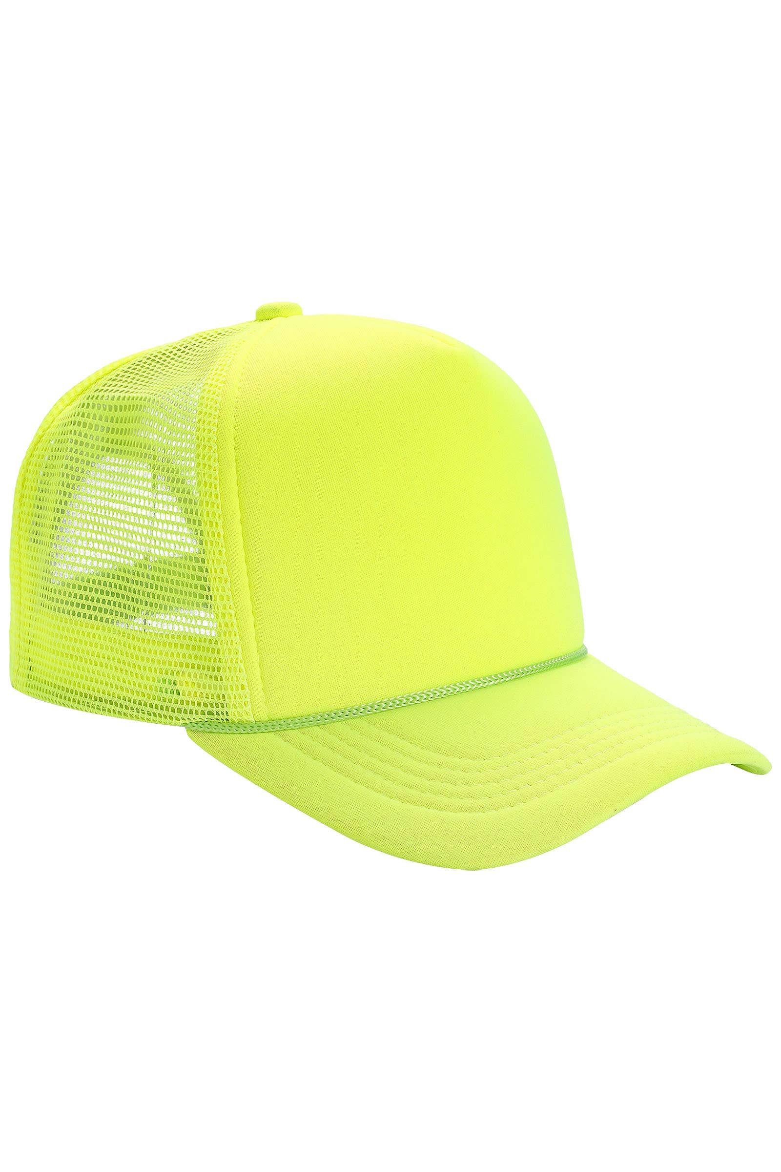 Solid Five Panel Foam Trucker Hat: BLACK / ONE SIZE