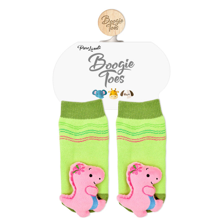 Pink T-Rex Boogie Toes - Baby Rattle Socks: 0 - 1 Y
