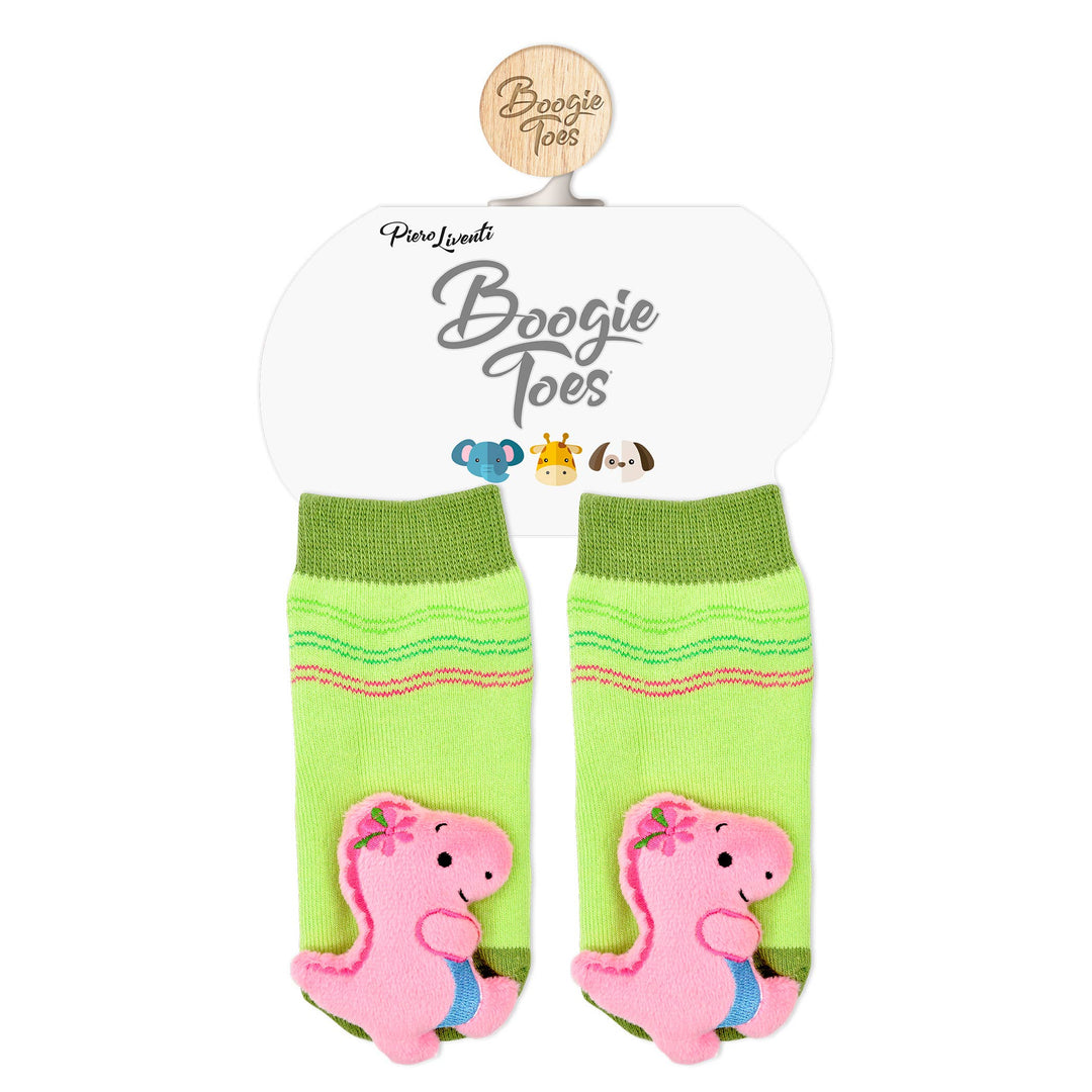 Pink T-Rex Boogie Toes - Baby Rattle Socks: 1 - 2 Y