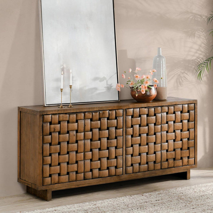 Bast - Pine Wood 4 Door Cabinet