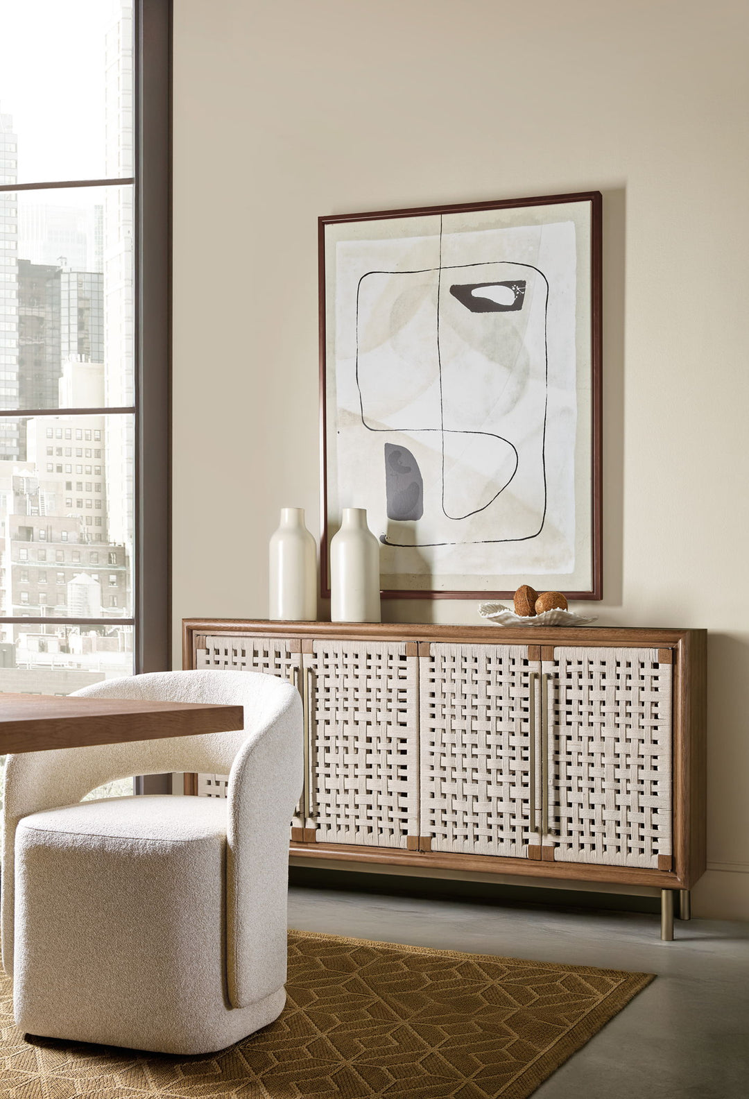 Commerce And Market - Savana Woven Front Credenza - Medium Wood