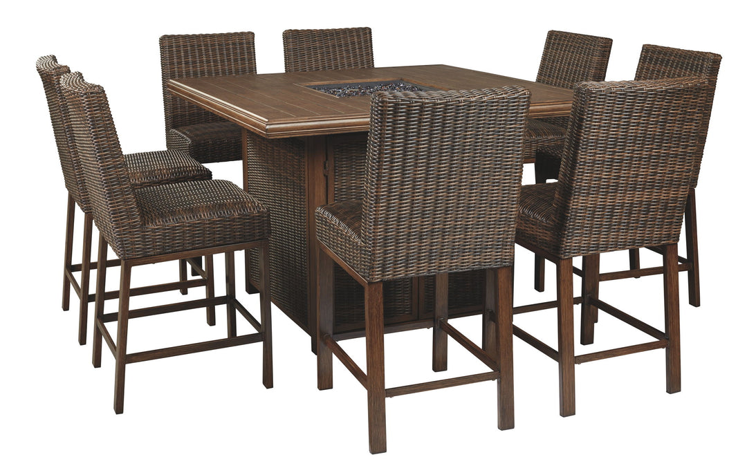 Paradise Trail - Medium Brown - Square Bar Table w/Fire Pit