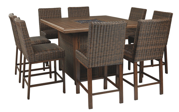 Paradise Trail - Medium Brown - Square Bar Table w/Fire Pit