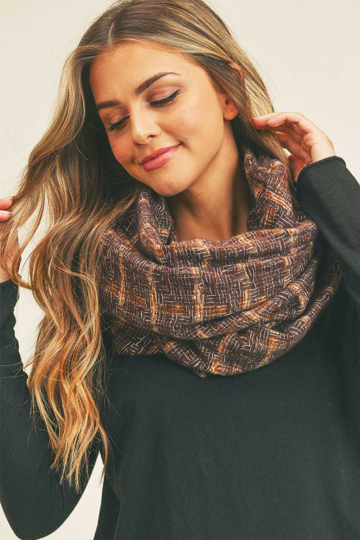 PLAID INFINITY SCARF MS0250: Black