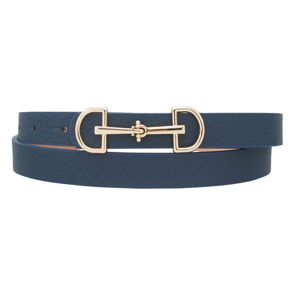 LUX D RING HORSE BIT BUCKLE SKINNY BELT IW20006