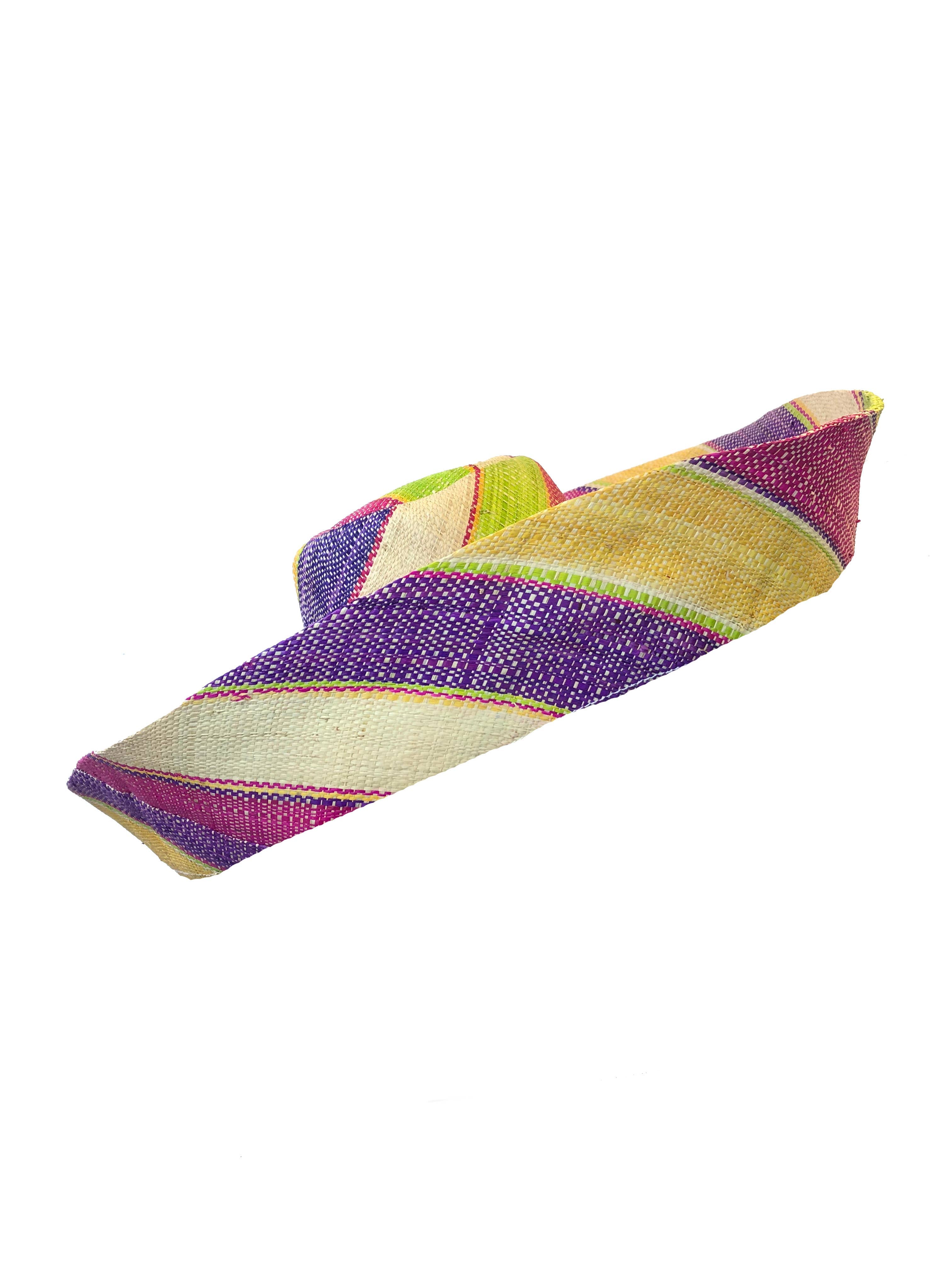 Sun Hats: Colored Stripes Packable 5" & 7" Brim Raffia Straw: 7"Brim / Black Swirl