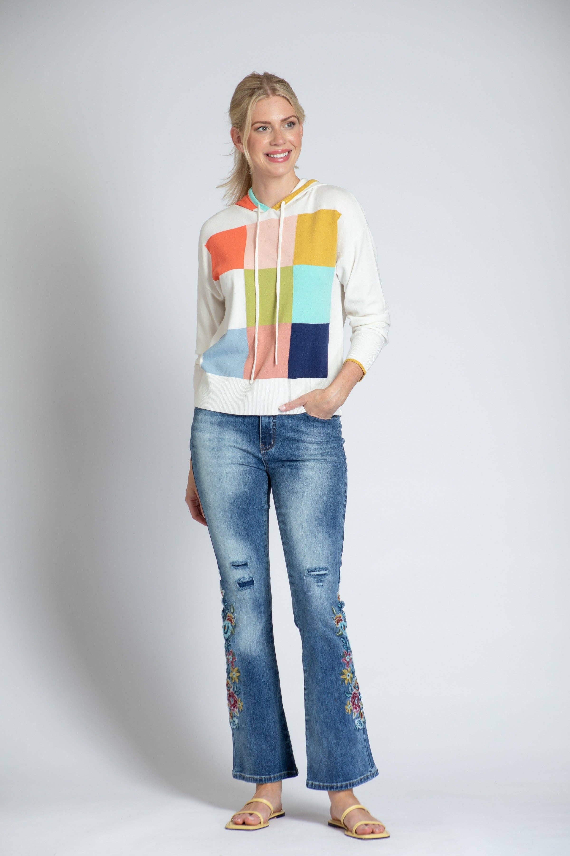 Color Block Hoodie: MULTI / XS