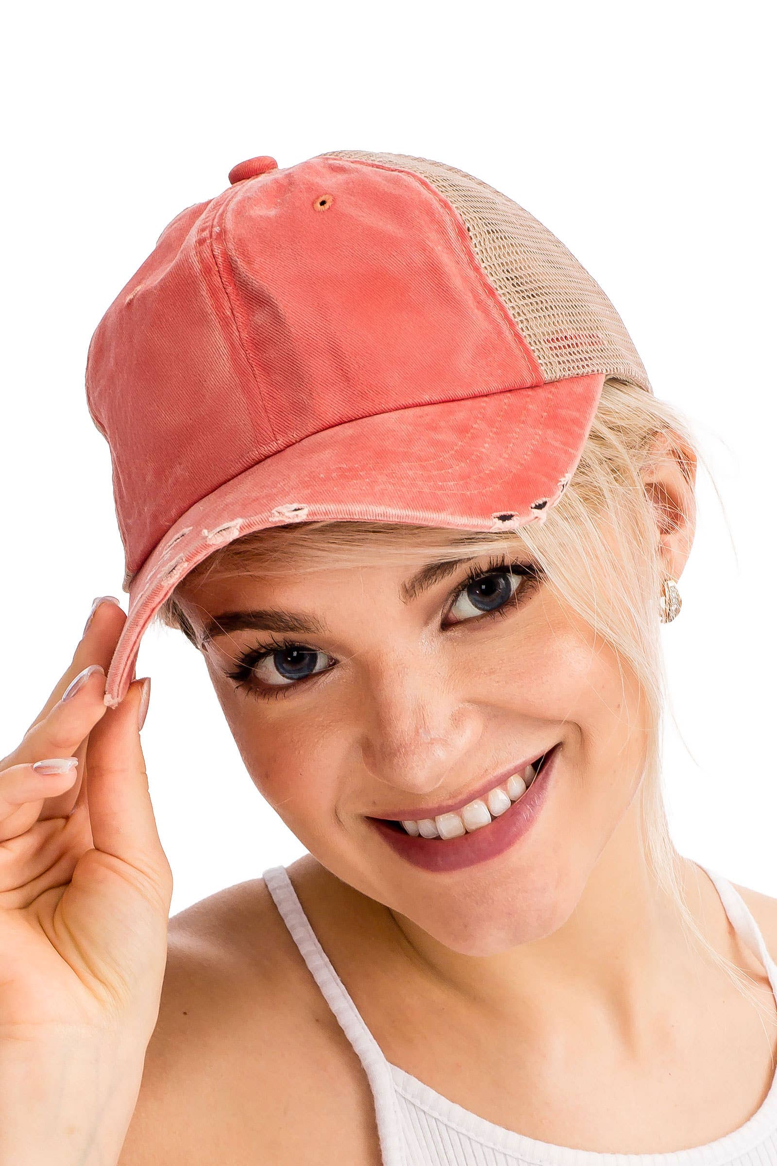 Two Tone Distressed Garment Dye Unstructured Trucker Hat