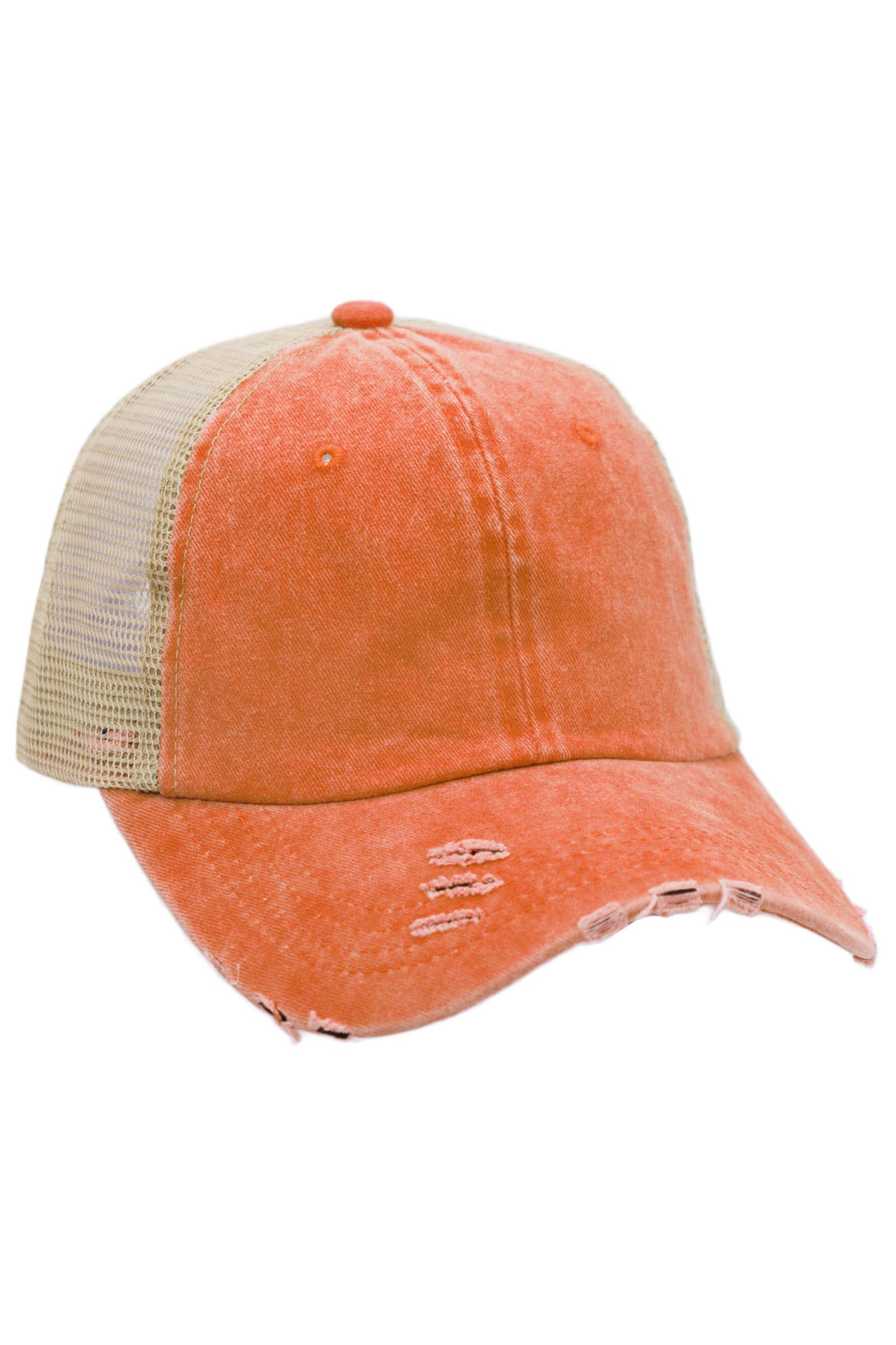 Two Tone Distressed Garment Dye Unstructured Trucker Hat
