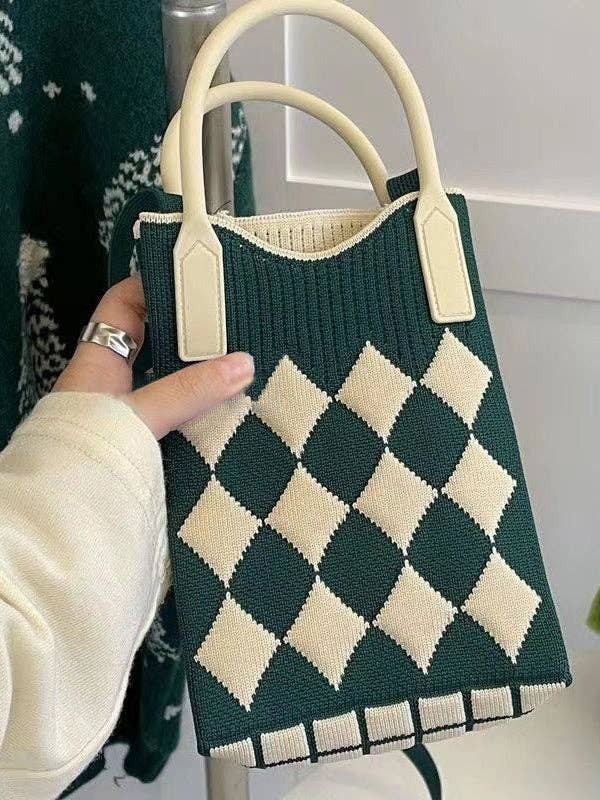 Houndstooth Split-Joint Bags Crossbody Bags Handbags: LIGHT BLUE / One_size