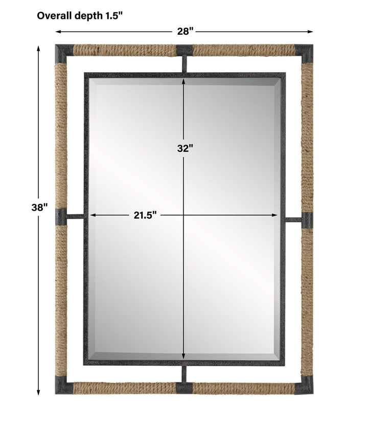Melville - Iron & Rope Mirror - Light Brown