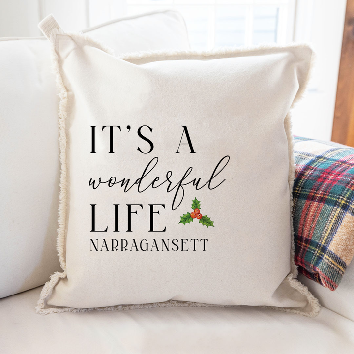 Personalized It's a Wonderful Life  Square Pillow: White