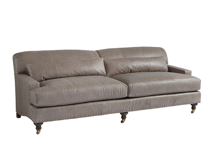 Barclay Butera Upholstery - Oxford Leather Sofa - Dark Brown