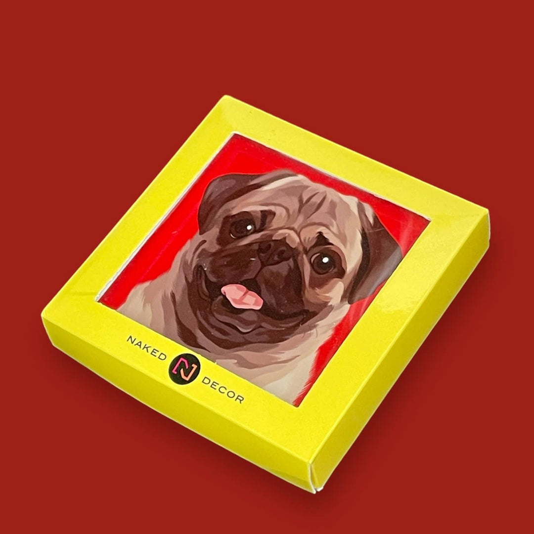 Set of 4 MDF Coasters - Pug