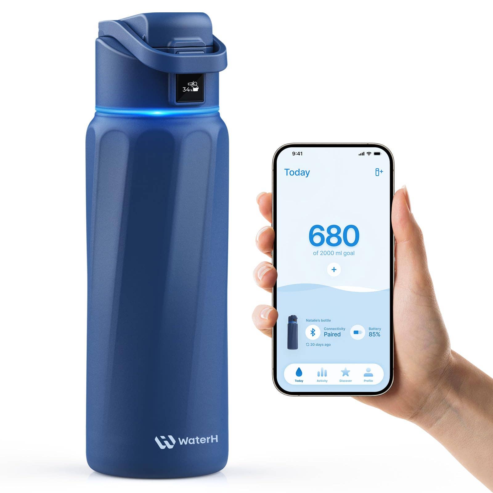 32oz Insulated Hydration Tracking Smart Water Bottle, Black (Copy)