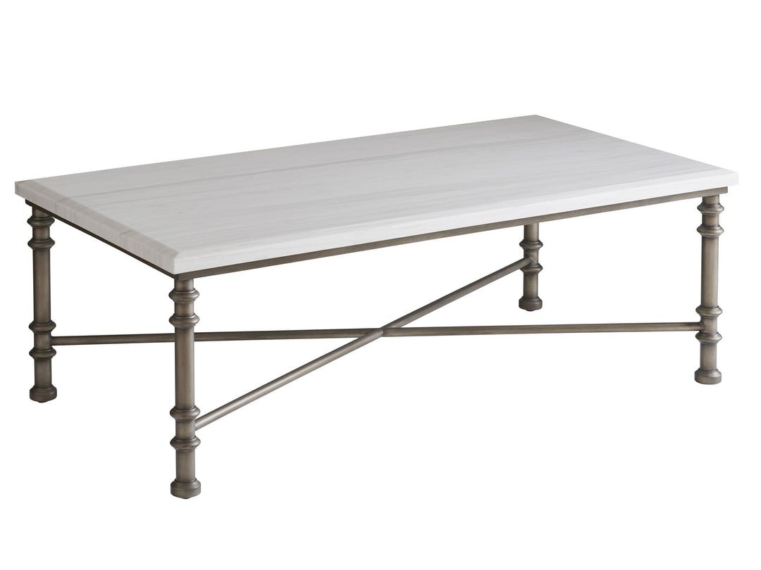 Ocean Breeze - Flagler Rectangular Marble Top Cocktail Table - White