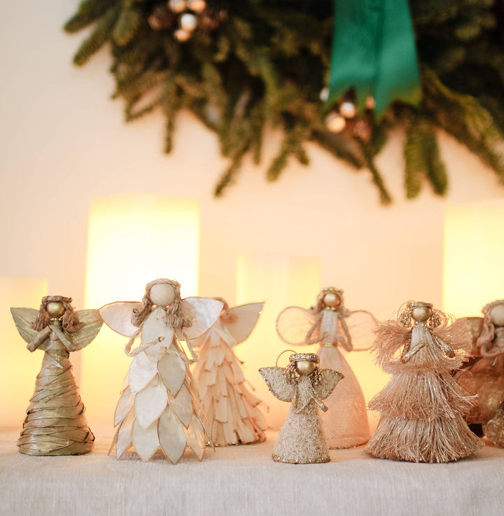 3" Mini Angel Ornament w/Gumon Petals (Ecru/Gold)