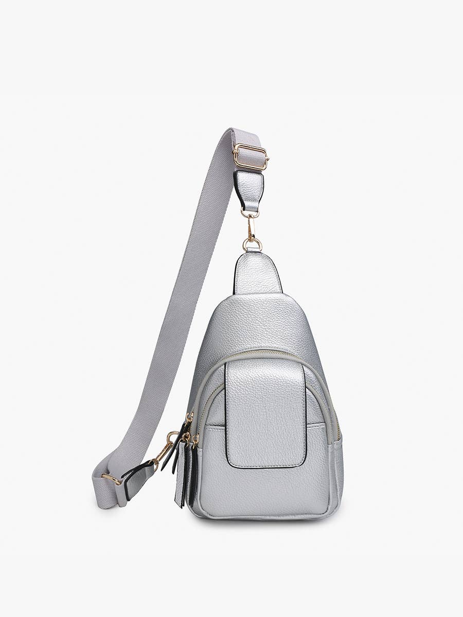 M2532 Sophia Sling Bag w/ Flapover Pocket: Dark Purple