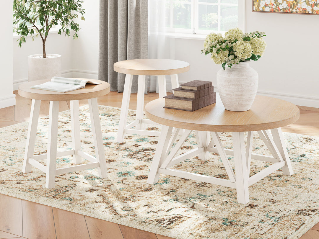 Fawndell - Antique White / Brown - Occasional Table Set (Set of 3)