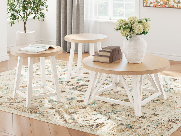 Fawndell - Antique White / Brown - Occasional Table Set (Set of 3)