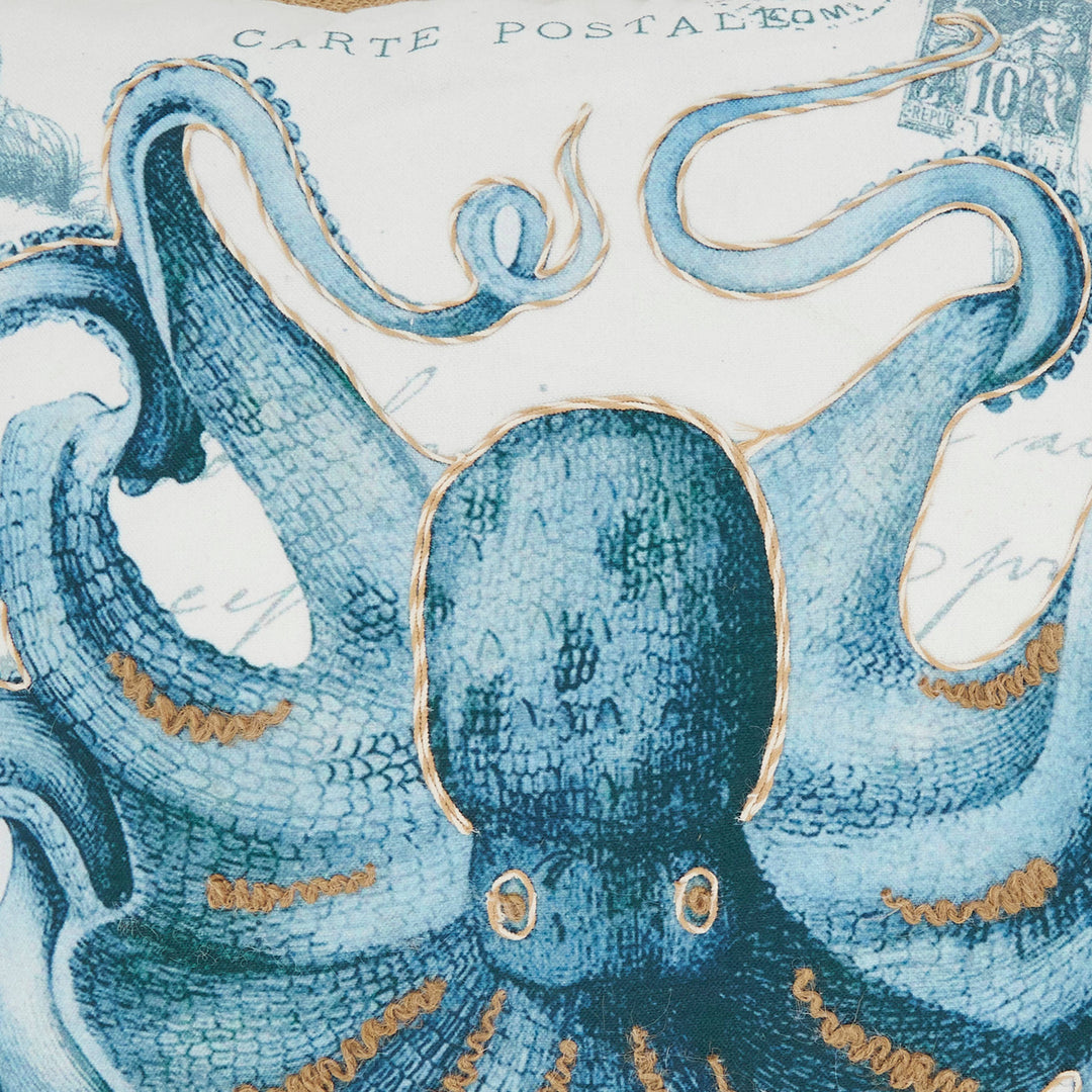 Vibrant Outdoor Octopus Pillow: Navy Blue / Cover Only / 18"