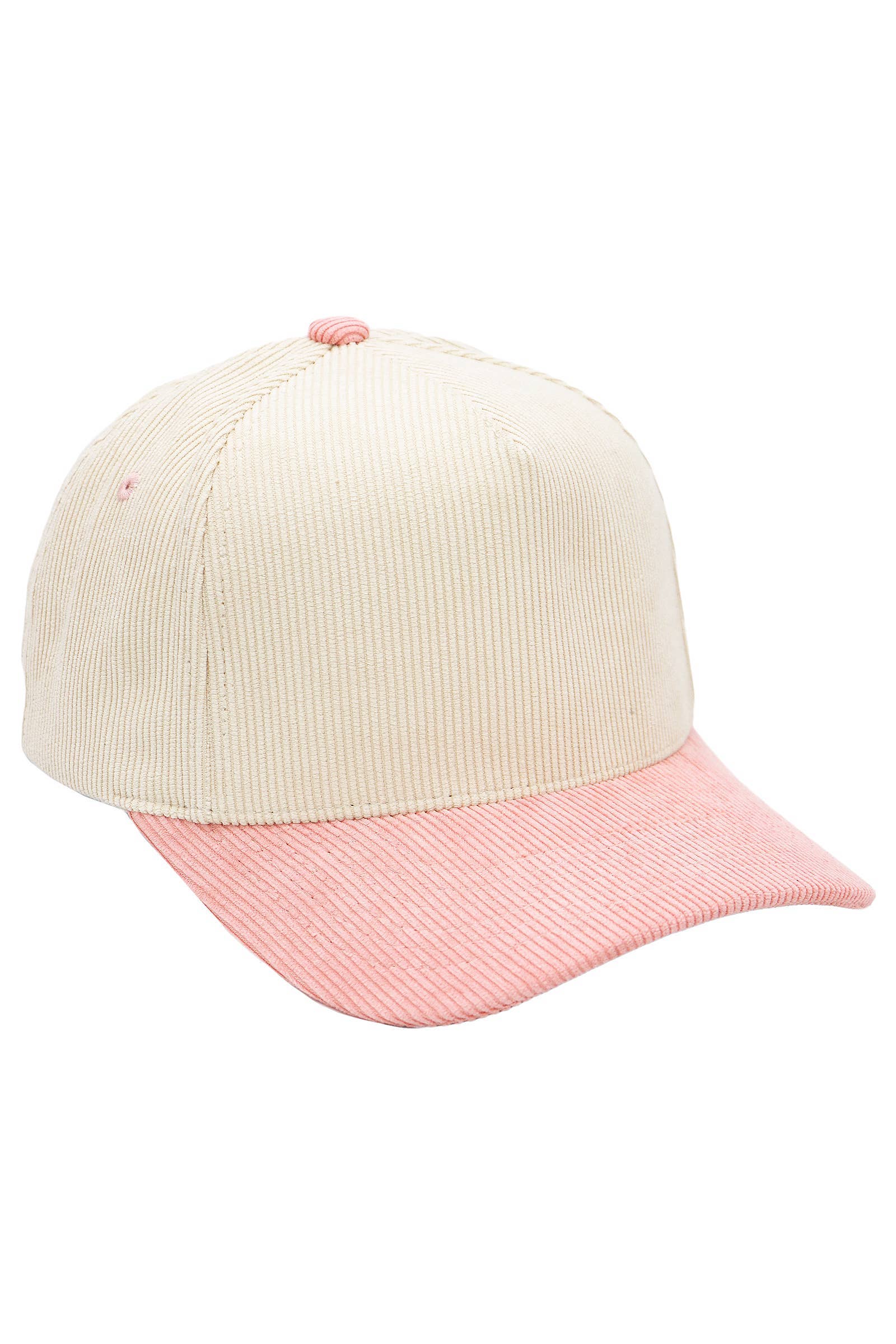 Premium Corduroy Beige Upper Baseball Cap: BEIGE/NAVY BLUE / ONE SIZE