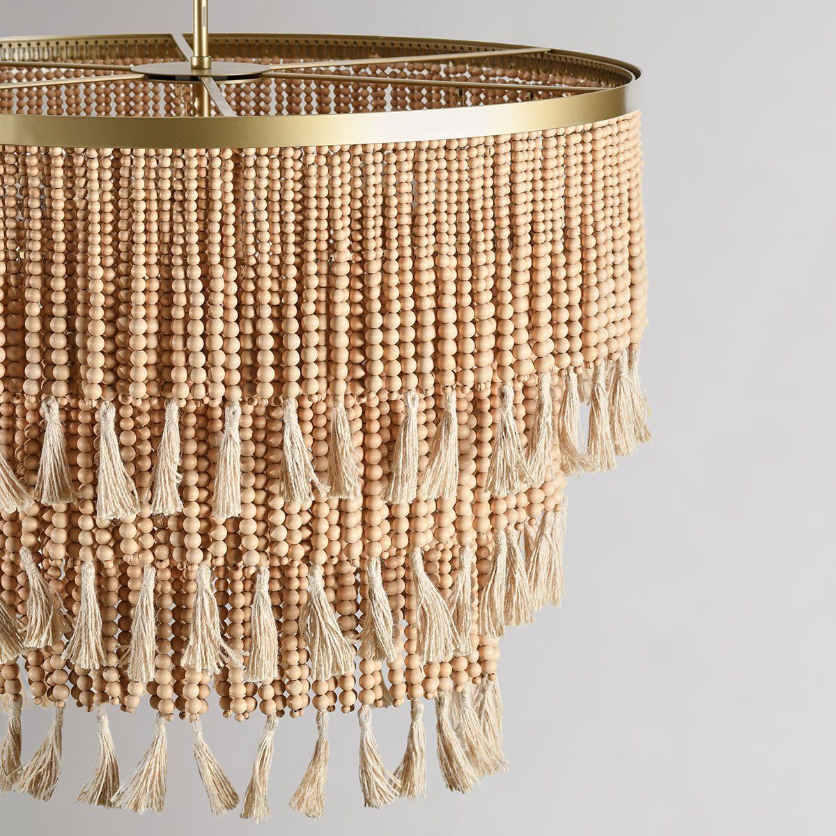Brittany - Beaded Round Chandelier - Natural