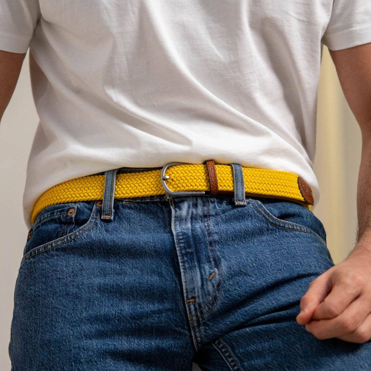Imperial Yellow Elastic Braided Belt: Size 1