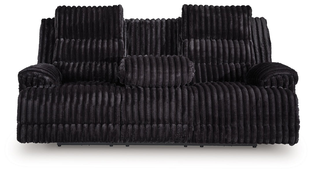 Rhine Falls - Onyx - Reclining Power Sofa With Drop Down Table