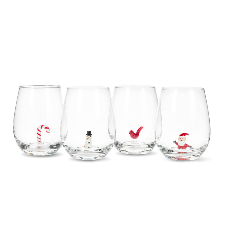 Snowman Icon Stemless Wine Glass-4.5"H(20oz)