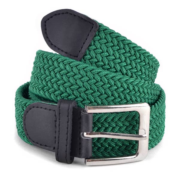 Men's Stretch Braided Woven Belts: BLK / XL