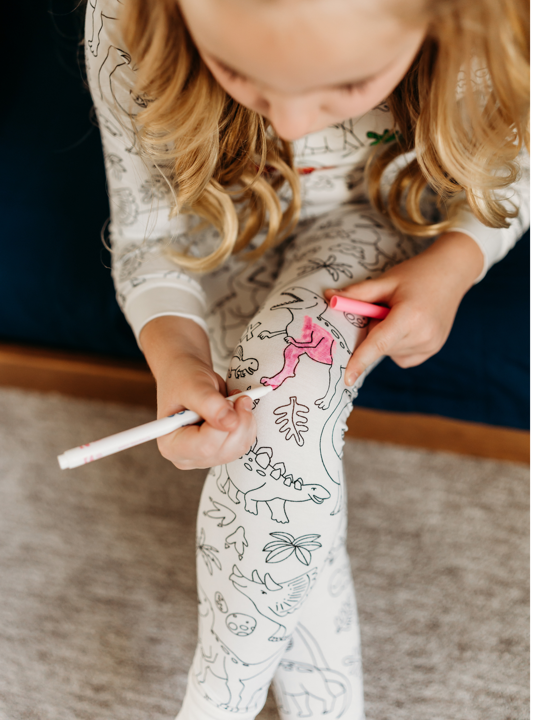 Dinosaur Coloring Pajamas 2 piece set made from Bamboo: 5-6 years