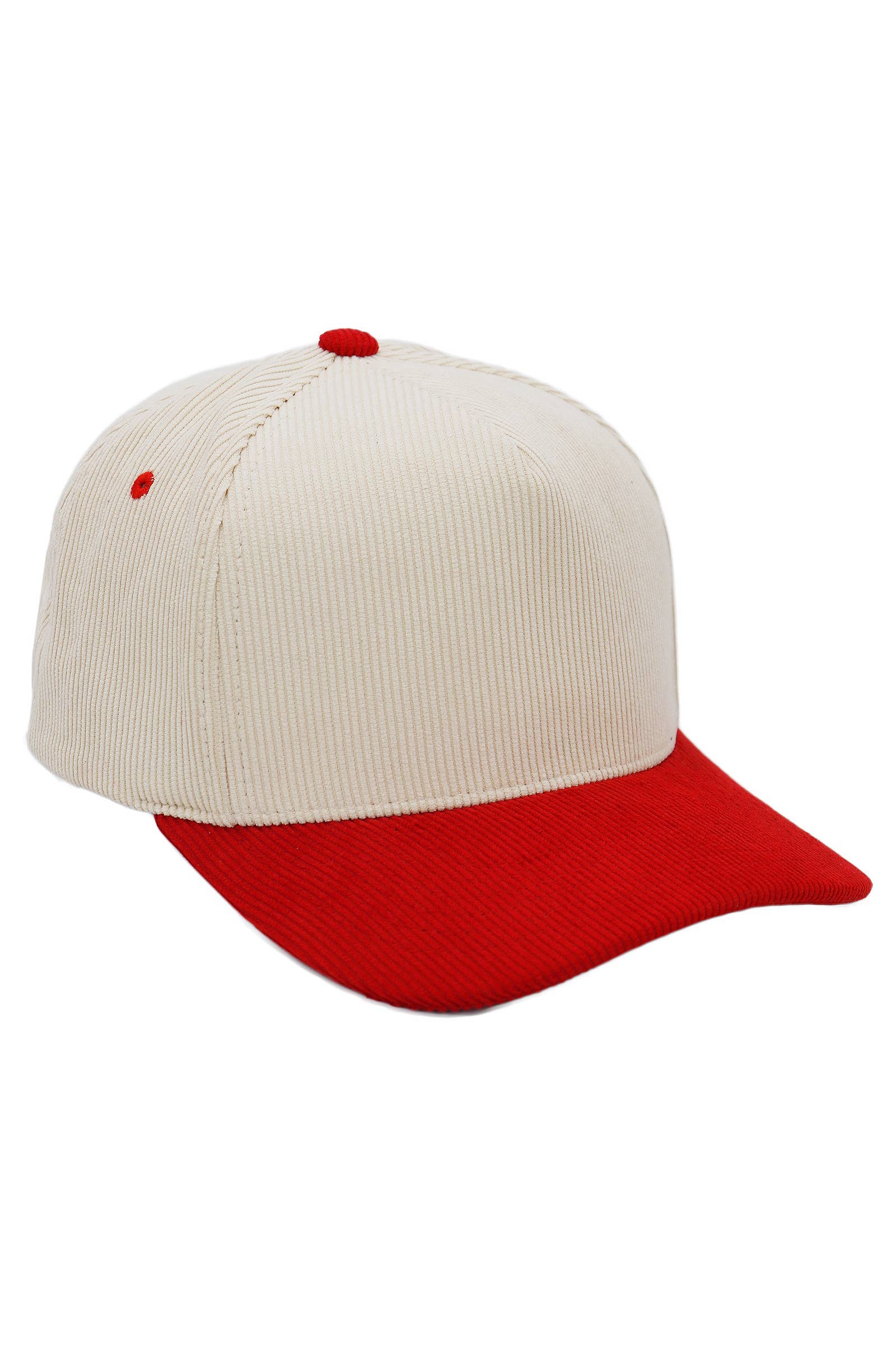 Premium Corduroy Beige Upper Baseball Cap: BEIGE/NAVY BLUE / ONE SIZE