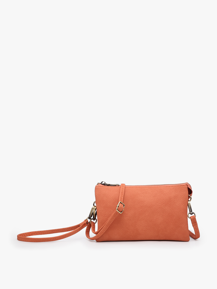 M013 Riley Monogrammable 3 Compartment Crossbody/Wristlet: Cool Pink