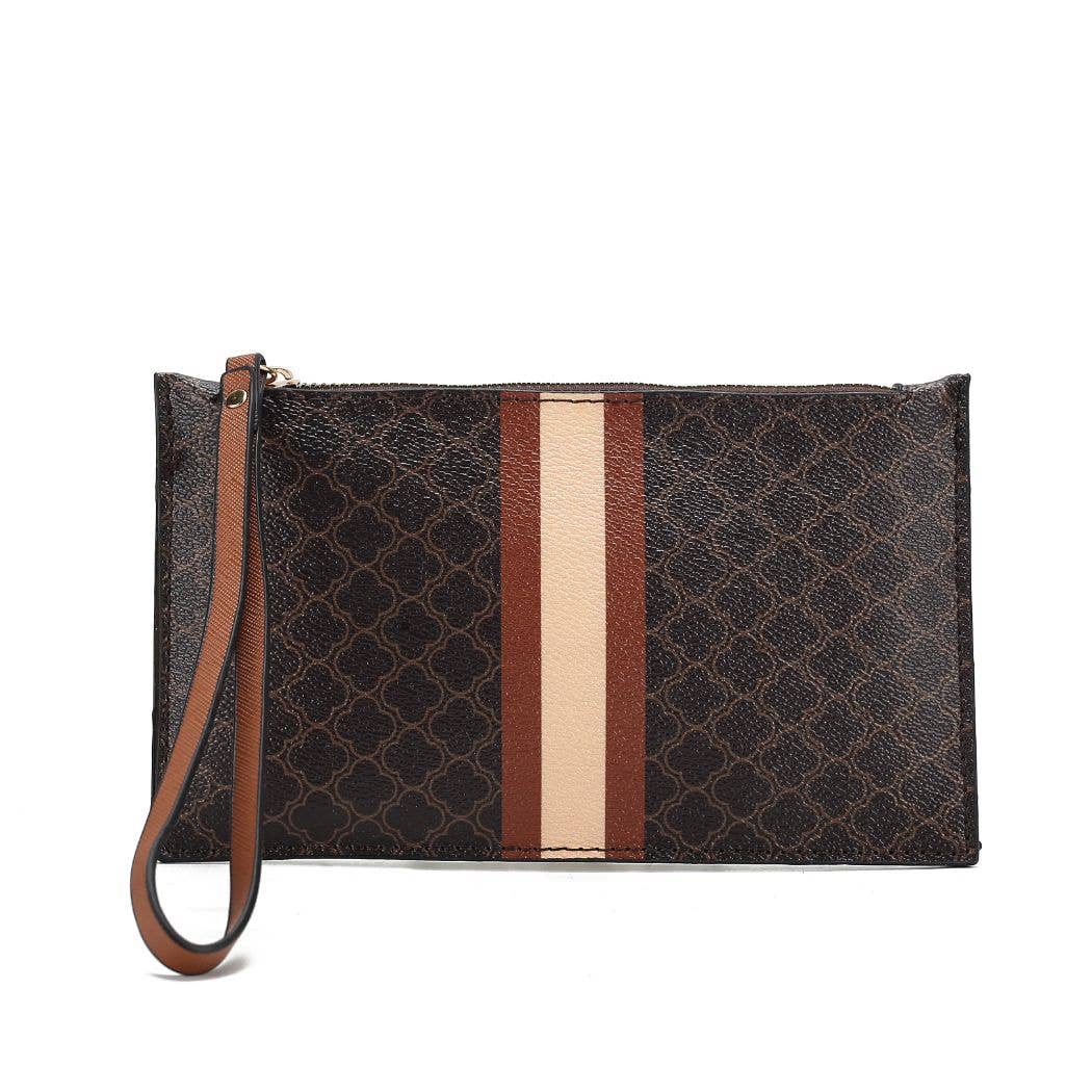 Arya Vegan Leather Women’s Tote Bag with Wristlet Pouch 2 pc: Nude-Taupe
