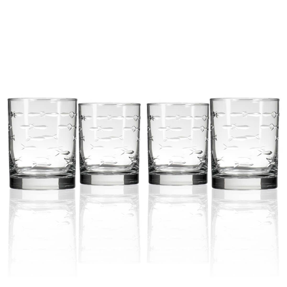 School of Fish Double Old Fashioned Glass 13oz: Case of 4