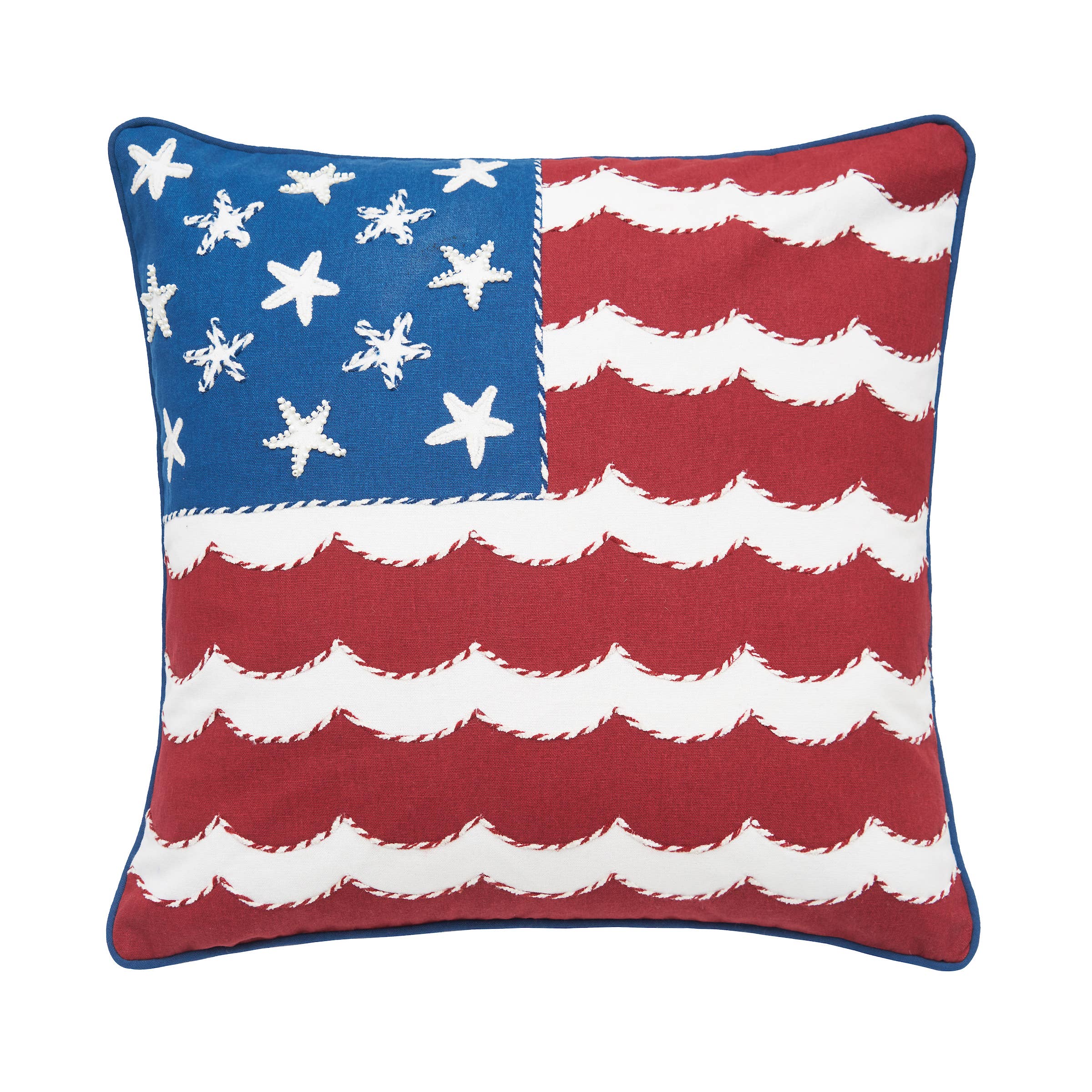 Patriotic Coastal Red White & Waves 4th Of July Throw Pillow