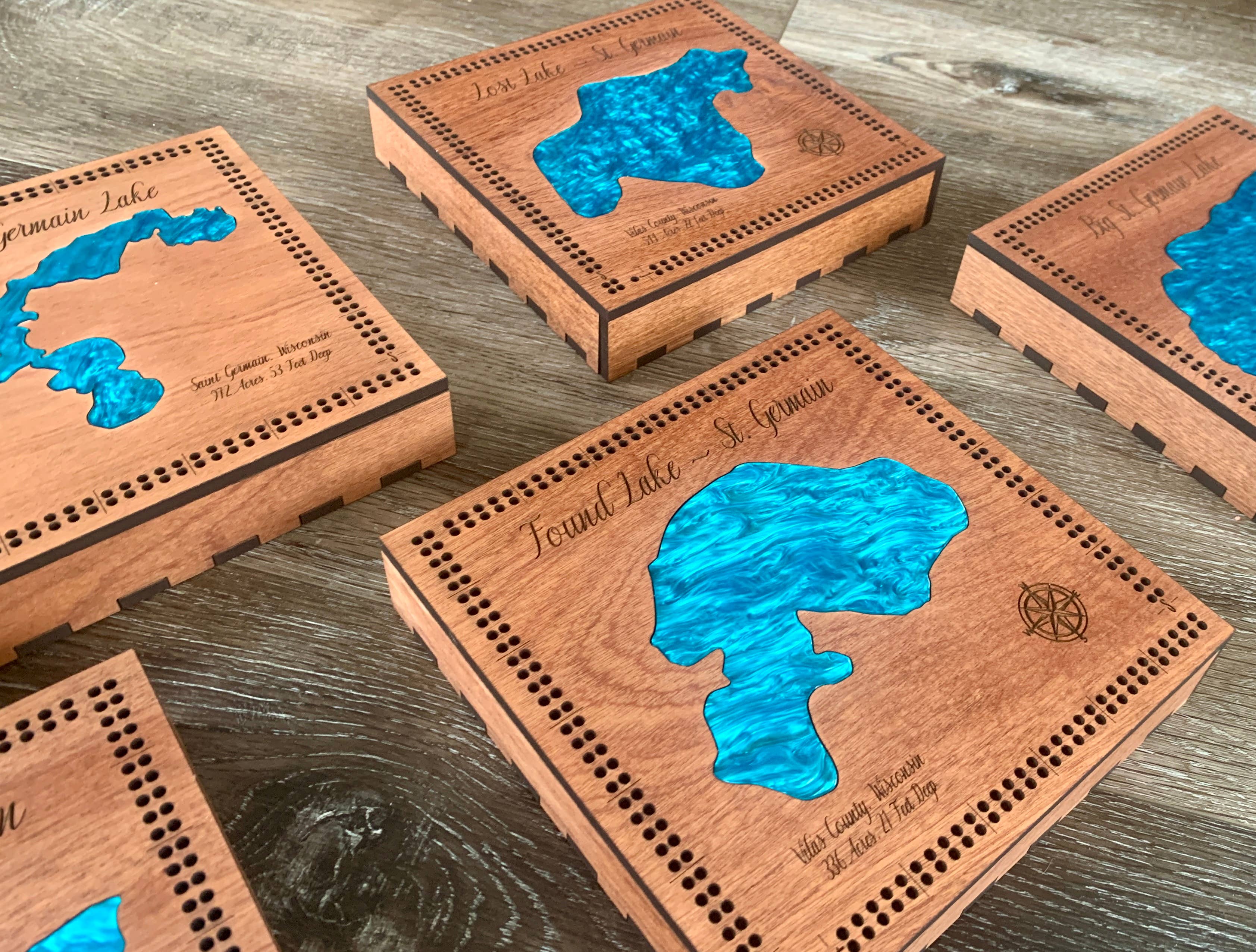 Custom Lake or City Cribbage Board: Lake and Streets / Print